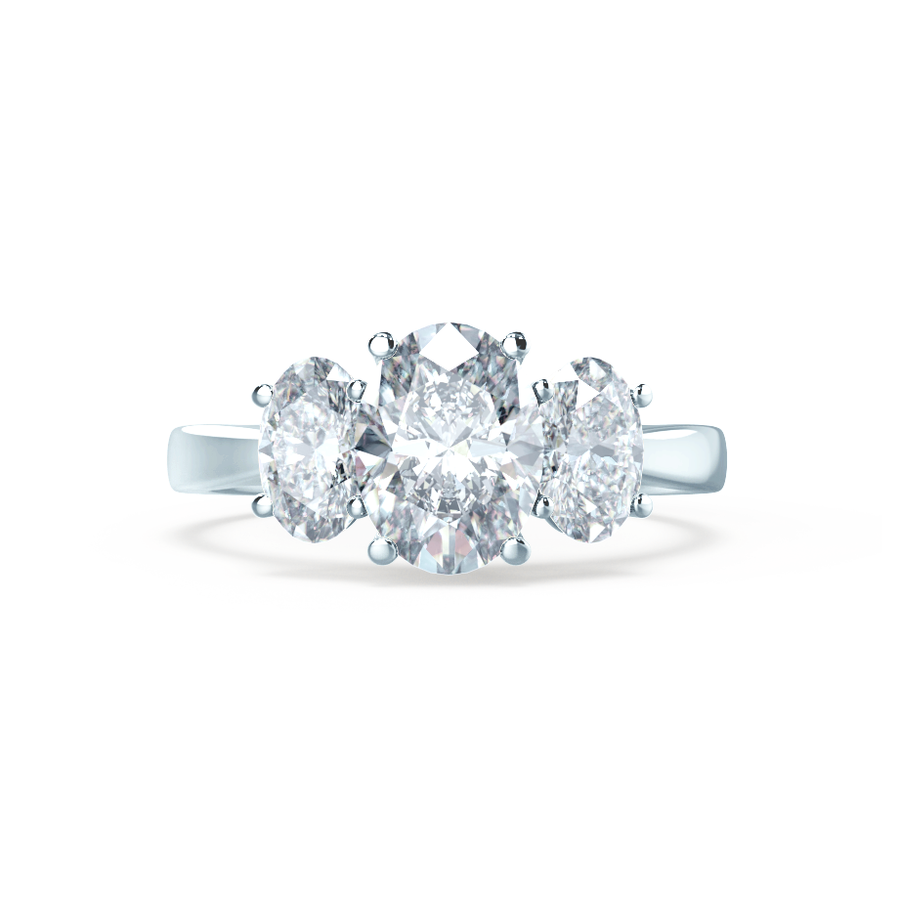 Everdeen Oval Moissanite 18k White Gold Trilogy Ring – Lily