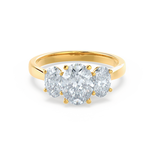 EVERDEEN - Oval Moissanite 18k Yellow Gold Trilogy Ring Engagement Ring Lily Arkwright