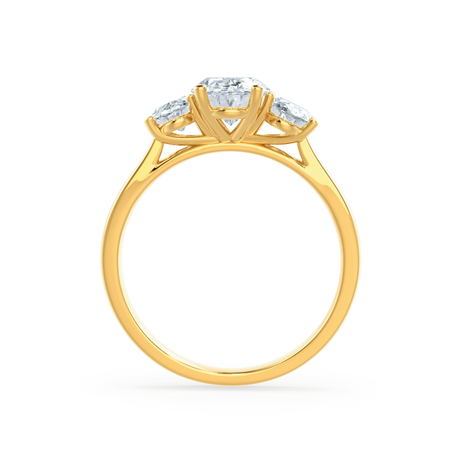 EVERDEEN - Oval Lab Diamond 18k Yellow Gold Trilogy Ring Engagement ...