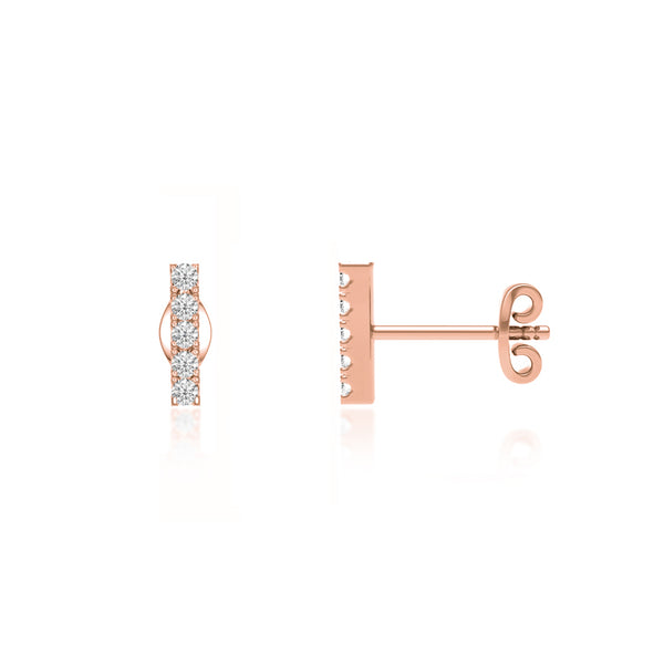 FAWN - Bar Pavé Lab Diamond Stud Earrings 18k Rose Gold Earrings Lily Arkwright