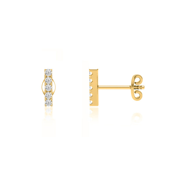 FAWN - Bar Pavé Lab Diamond Stud Earrings 18k Yellow Gold Earrings Lily Arkwright