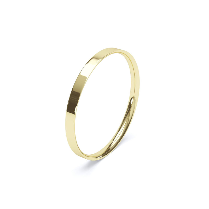 Women's of Plain Wedding Band Flat Court Profile 18k Yellow Gold Wedding Bands Lily Arkwright