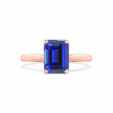 FLORENCE - Chatham® Medium Blue Sapphire 18k Rose Gold Solitaire Ring Lily Arkwright