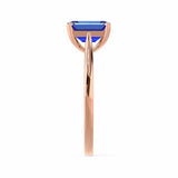 FLORENCE - Chatham® Medium Blue Sapphire 18k Rose Gold Solitaire Ring Lily Arkwright