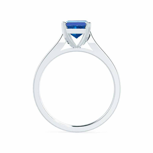 FLORENCE - Chatham® Medium Blue Sapphire 18k White Gold Solitaire Ring Lily Arkwright