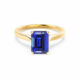 FLORENCE - Chatham® Medium Blue Sapphire 18k Yellow Gold Solitaire Ring Lily Arkwright