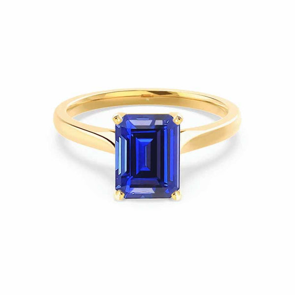 FLORENCE - Chatham® Medium Blue Sapphire 18k Yellow Gold Solitaire Ring Lily Arkwright
