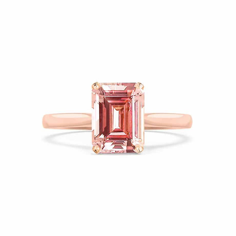 FLORENCE - Chatham® Champagne True Sapphire 18k Rose Gold Solitaire Ring Lily Arkwright