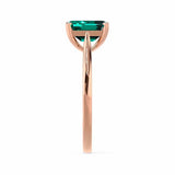 FLORENCE - Chatham® Green Emerald 18k Rose Gold Solitaire Ring Lily Arkwright
