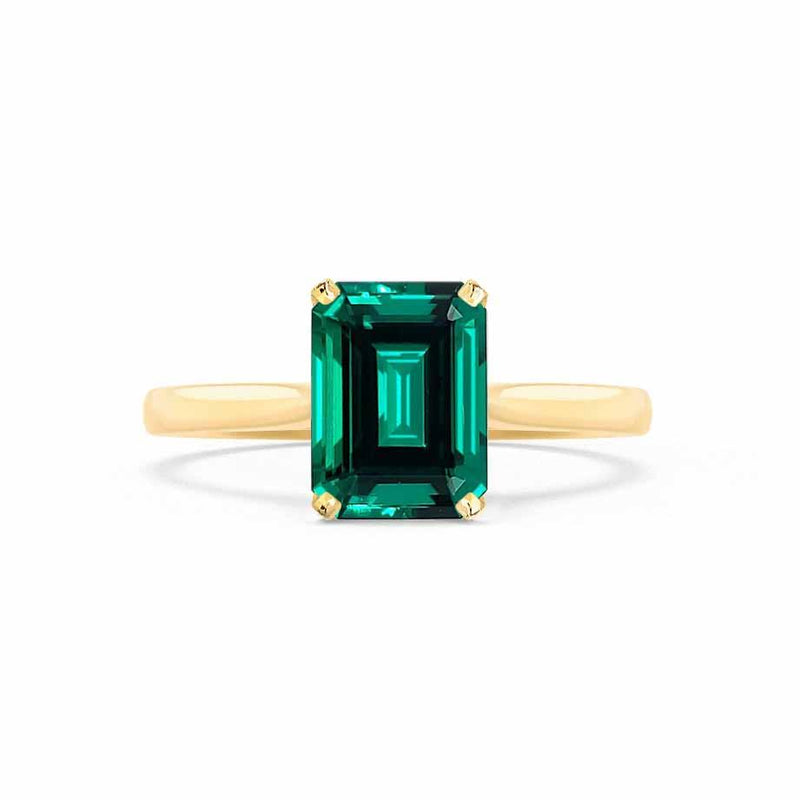 FLORENCE - Chatham® Green Emerald 18k Yellow Gold Solitaire Ring Lily Arkwright