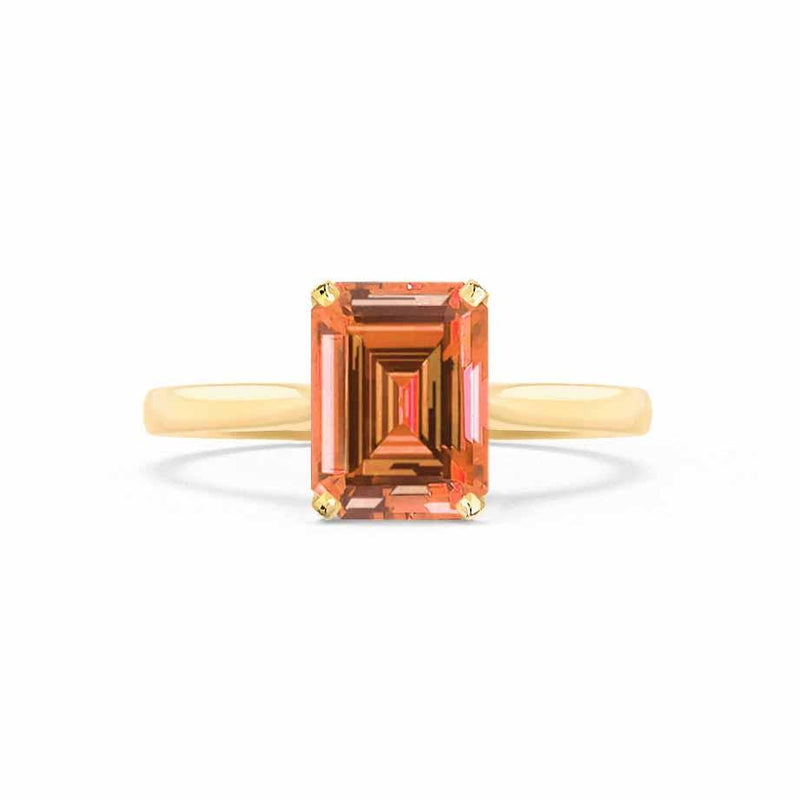 FLORENCE - Chatham® Padparadscha Sapphire 18k Yellow Gold Solitaire Ring Lily Arkwright