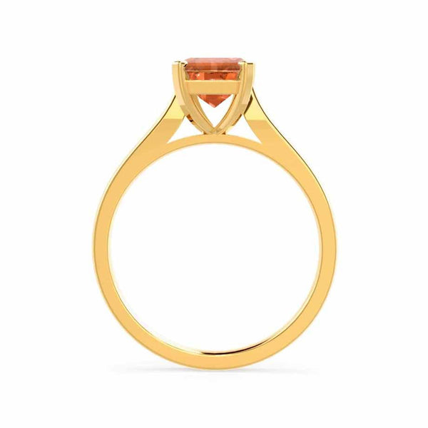 FLORENCE - Chatham® Padparadscha Sapphire 18k Yellow Gold Solitaire Ring Lily Arkwright