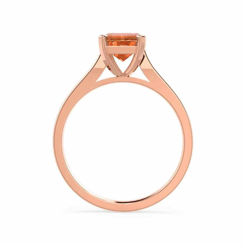 FLORENCE - Chatham® Padparadscha Sapphire 18k Rose Gold Solitaire Ring Lily Arkwright