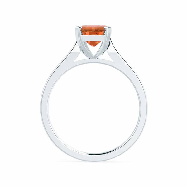 FLORENCE - Chatham® Padparadscha Sapphire 18k White Gold Solitaire Ring Lily Arkwright