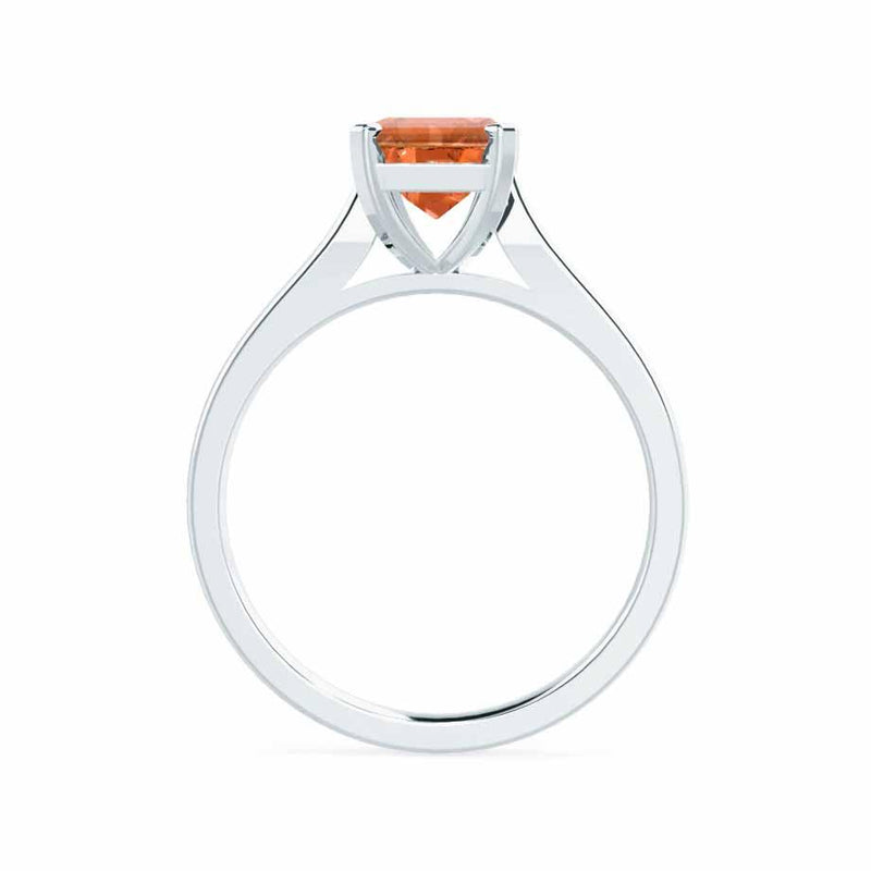 FLORENCE - Chatham® Padparadscha Sapphire 950 Platinum Solitaire Ring Lily Arkwright