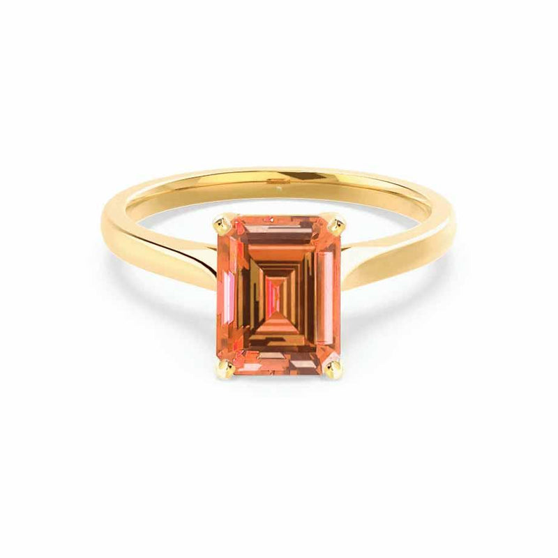 FLORENCE - Chatham® Padparadscha Sapphire 18k Yellow Gold Solitaire Ring Lily Arkwright