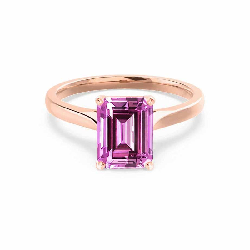 FLORENCE - Chatham® Pink Sapphire 18k Rose Gold Solitaire Ring Lily Arkwright