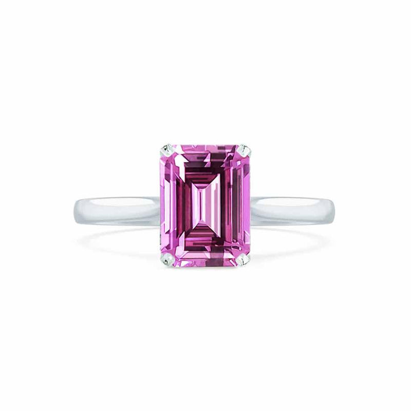 FLORENCE - Chatham® Pink Sapphire 950 Platinum Gold Solitaire Ring Lily Arkwright