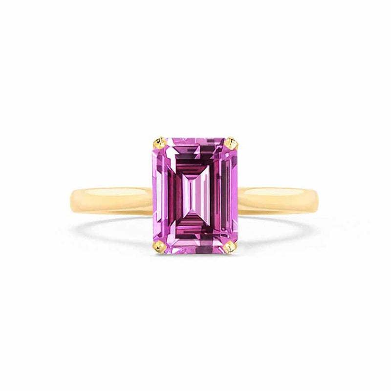 FLORENCE - Chatham® Pink Sapphire 18k Yellow Gold Solitaire Ring Lily Arkwright