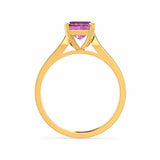 FLORENCE - Chatham® Pink Sapphire 18k Yellow Gold Solitaire Ring Lily Arkwright