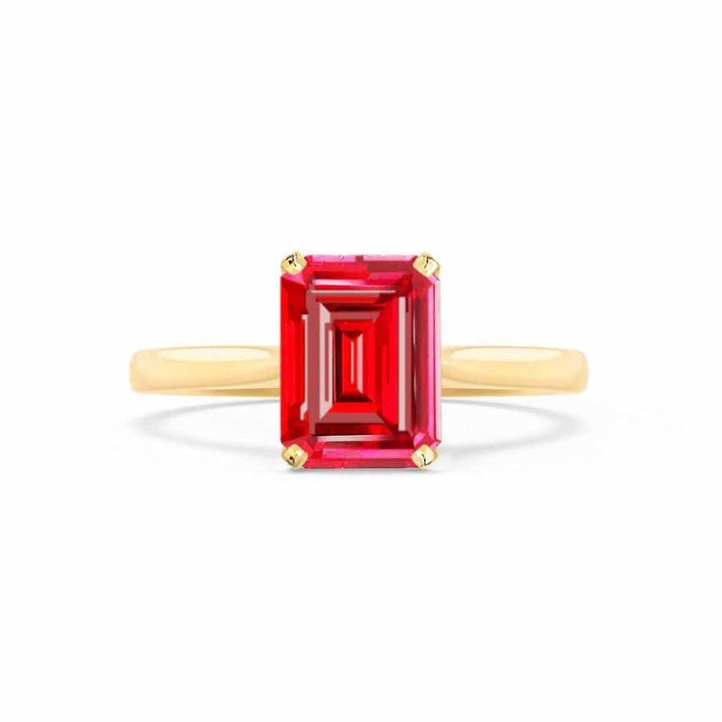 FLORENCE - Chatham® Ruby 18k Yellow Gold Solitaire Ring Lily Arkwright