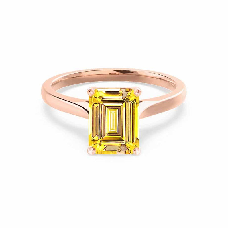FLORENCE - Chatham® Yellow Sapphire 18k Rose Gold Solitaire Ring Lily Arkwright