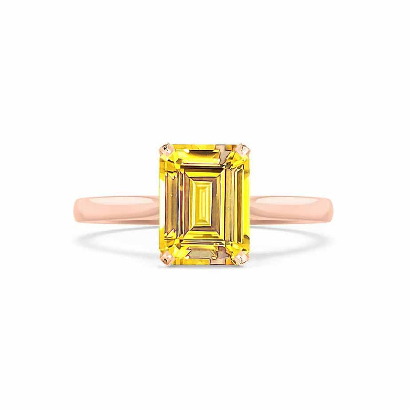 FLORENCE - Chatham® Yellow Sapphire 18k Rose Gold Solitaire Ring Lily Arkwright