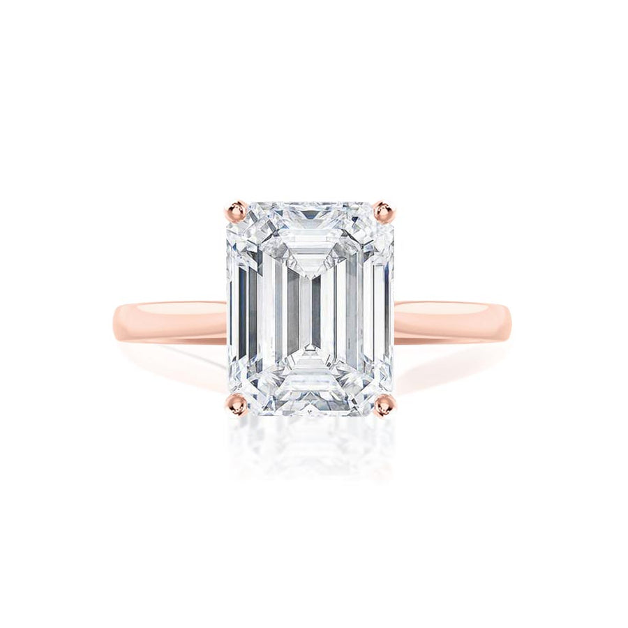 Florence Emerald Moissanite 18k Rose Gold Solitaire Ring – Lily