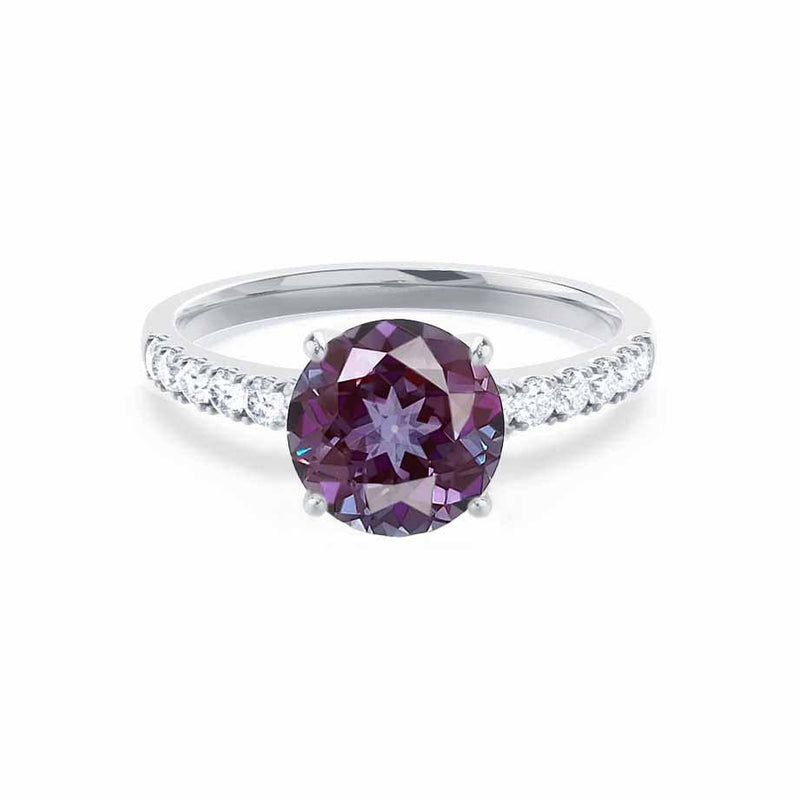 GISELLE - Chatham® Alexandrite & Diamond 950 Platinum Ring Engagement Ring Lily Arkwright