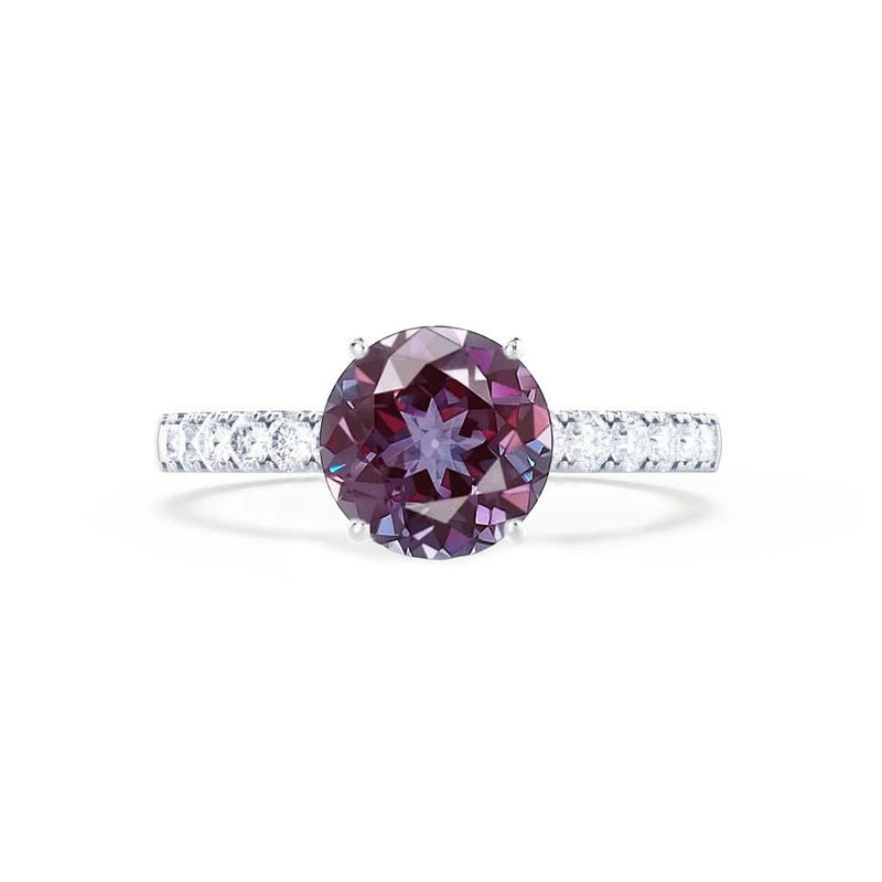 GISELLE - Chatham® Alexandrite & Diamond 950 Platinum Ring Engagement Ring Lily Arkwright
