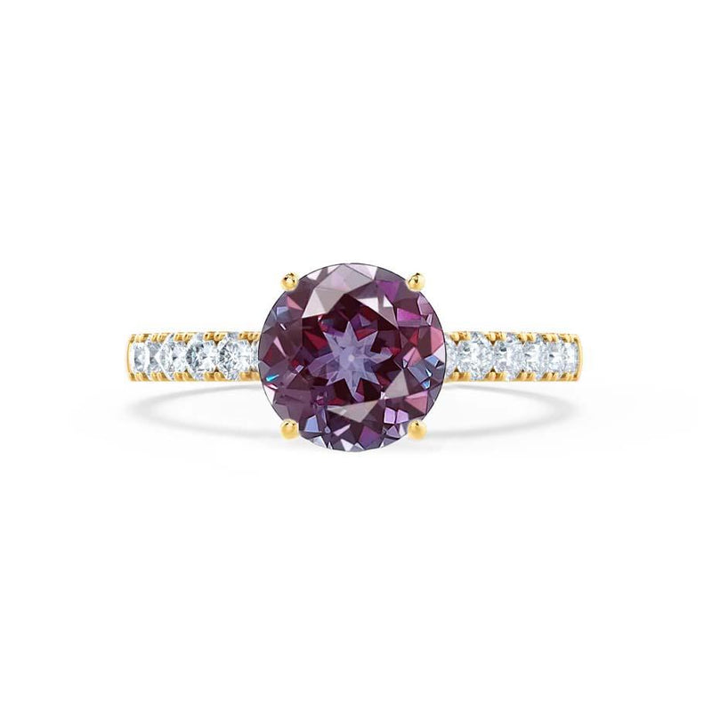 GISELLE - Chatham® Alexandrite & Diamond 18k Yellow Gold Ring Engagement Ring Lily Arkwright