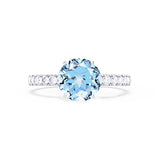 GISELLE - Chatham® Aqua Spinel & Diamond 18k White Gold Ring Engagement Ring Lily Arkwright