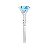 GISELLE - Chatham® Aqua Spinel & Diamond 950 Platinum Ring Engagement Ring Lily Arkwright