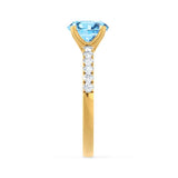 GISELLE - Chatham® Aqua Spinel & Diamond 18k Yellow Gold Ring Engagement Ring Lily Arkwright