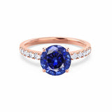 GISELLE - ChathamⓇ Lab Grown Blue Sapphire & Diamond 18k Rose Gold Solitaire Engagement Ring Lily Arkwright