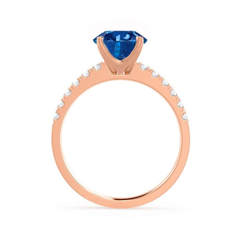 GISELLE - ChathamⓇ Lab Grown Blue Sapphire & Diamond 18k Rose Gold Solitaire Engagement Ring Lily Arkwright