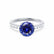 GISELLE - Chatham® Blue Sapphire & Diamond 18k White Gold Ring Engagement Ring Lily Arkwright