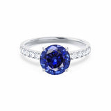 GISELLE - Chatham® Blue Sapphire & Diamond 950 Platinum Ring Engagement Ring Lily Arkwright