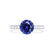 Giselle platinum shoulder set halo Chatham round blue sapphire diamond engagement ring Lily Arkwright 