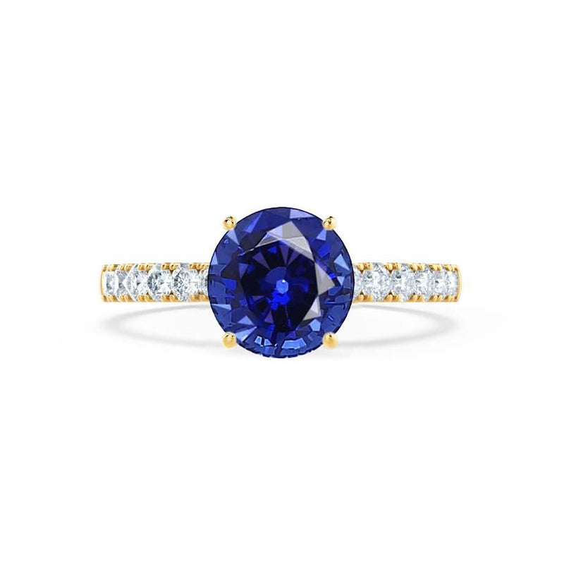 GISELLE - ChathamⓇ Lab Grown Blue Sapphire & Diamond 18k Yellow Gold Solitaire Engagement Ring Lily Arkwright