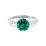 GISELLE - Chatham® Emerald & Diamond 950 Platinum Ring Engagement Ring Lily Arkwright