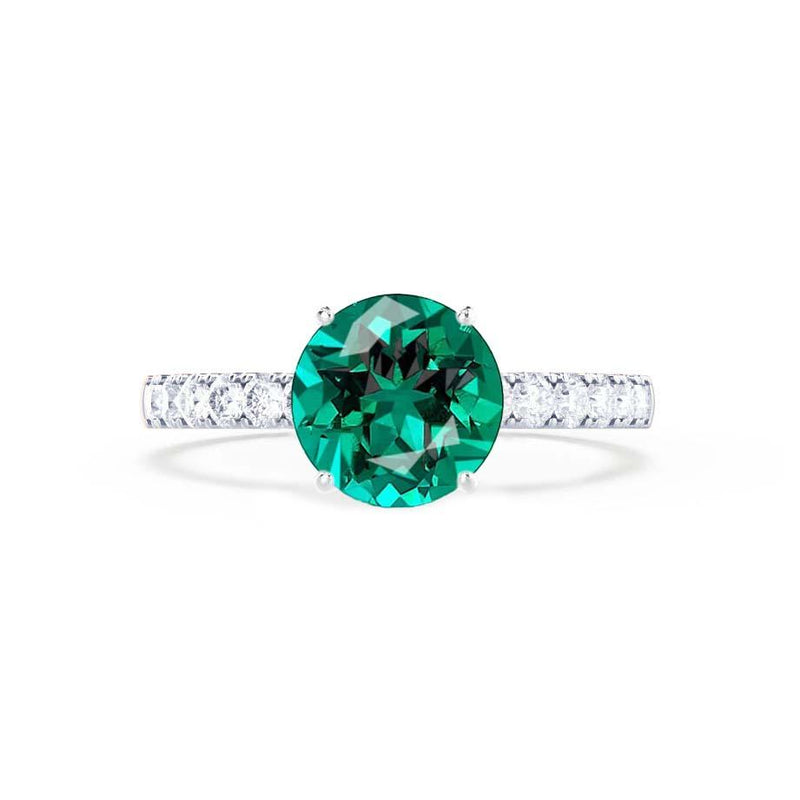 GISELLE - Chatham® Emerald & Diamond 950 Platinum Ring Engagement Ring Lily Arkwright