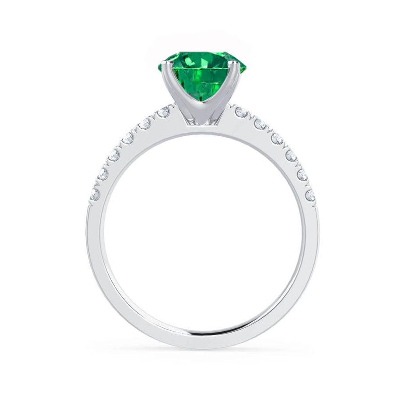 GISELLE - Chatham® Emerald & Diamond 18k White Gold Ring Engagement Ring Lily Arkwright