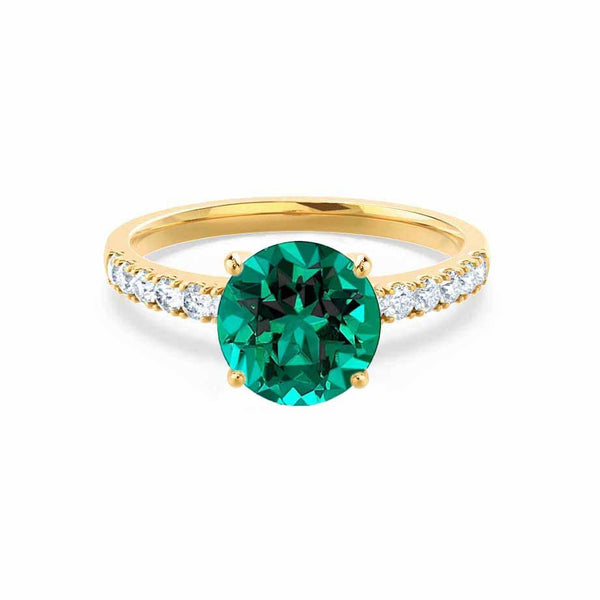 GISELLE - Chatham® Emerald & Diamond 18k Yellow Gold Ring Engagement Ring Lily Arkwright