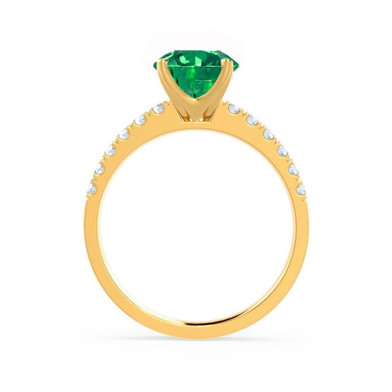 GISELLE - Chatham® Emerald & Diamond 18k Yellow Gold Ring Engagement Ring Lily Arkwright
