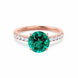 GISELLE - Chatham® Emerald & Diamond 18k Rose Gold Ring Engagement Ring Lily Arkwright