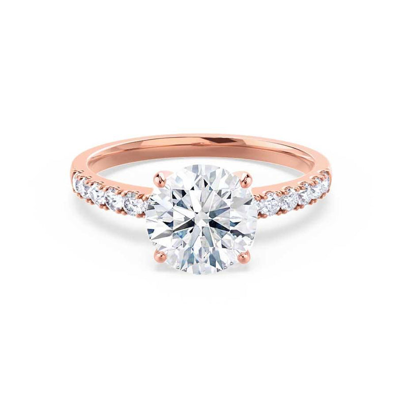GISELLE - Round Round Lab Diamond 18k Rose Gold Solitaire Ring Engagement Ring Lily Arkwright
