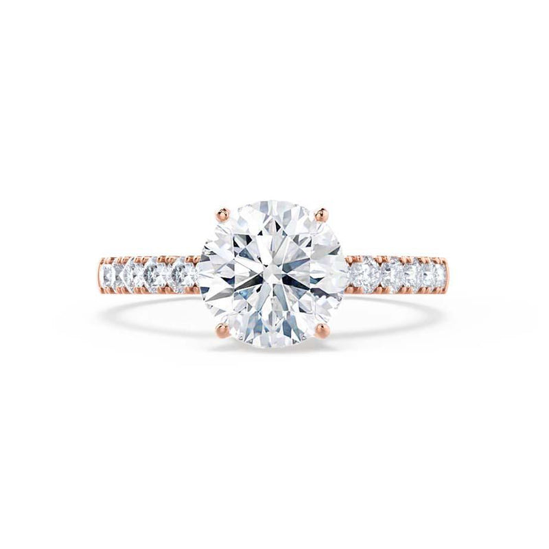 GISELLE - Round Round Natural Diamond 18k Rose Gold Solitaire Ring Engagement Ring Lily Arkwright
