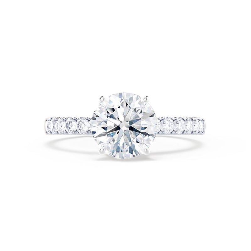 GISELLE - Round Moissanite & Diamond 950 Platinum Solitaire Ring Engagement Ring Lily Arkwright