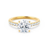 GISELLE - Ex Display 1.0ct Round Moissanite & Diamond 18k Yellow Gold Solitaire Ring Engagement Ring Lily Arkwright